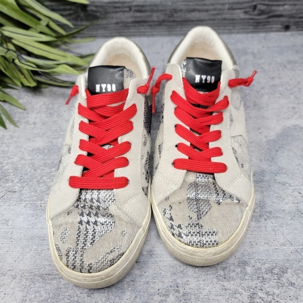 Steve Madden Philosophy NY90 Snakeskin Sneakers with Red Laces Size 8.5